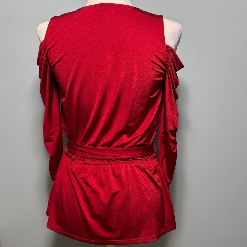 Boston Proper Women XS Top Classic Staple Bold Going Out Cold Shoulder Tie Front - Picture 12 of 12